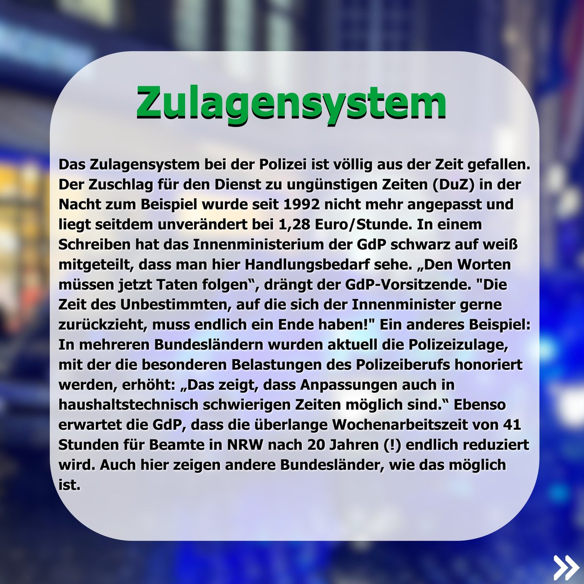 gdp_nrw's tweet photo. Diskussionen um die #Bodycam, die nicht erhöhten Zuschläge und die überlange #Wochenarbeitszeit, vakante #Behördenleitungen: „Bei wichtigen #Polizeithemen verharren #Politik und #Innenminister im Ungefähren – das kann nicht so bleiben“, klagt #GdP -#NRW #Chef Michael Mertens. https://t.co/eoWwW2Nxig