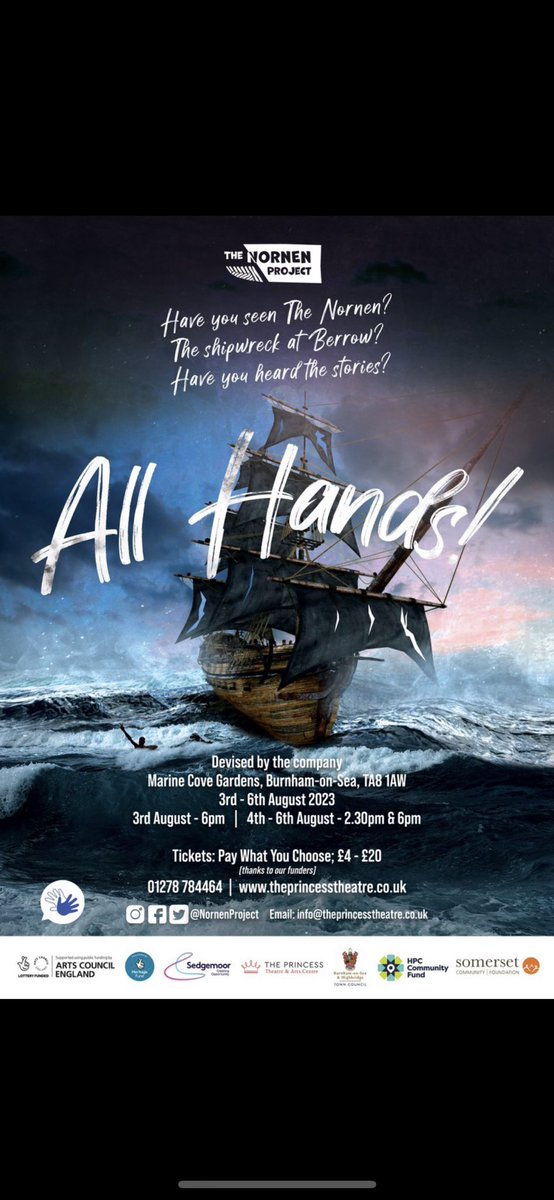 Break a leg to our friends @NornenProject for the opening of exciting new show #AllHands based on the history of the Nornen Shipwreck!