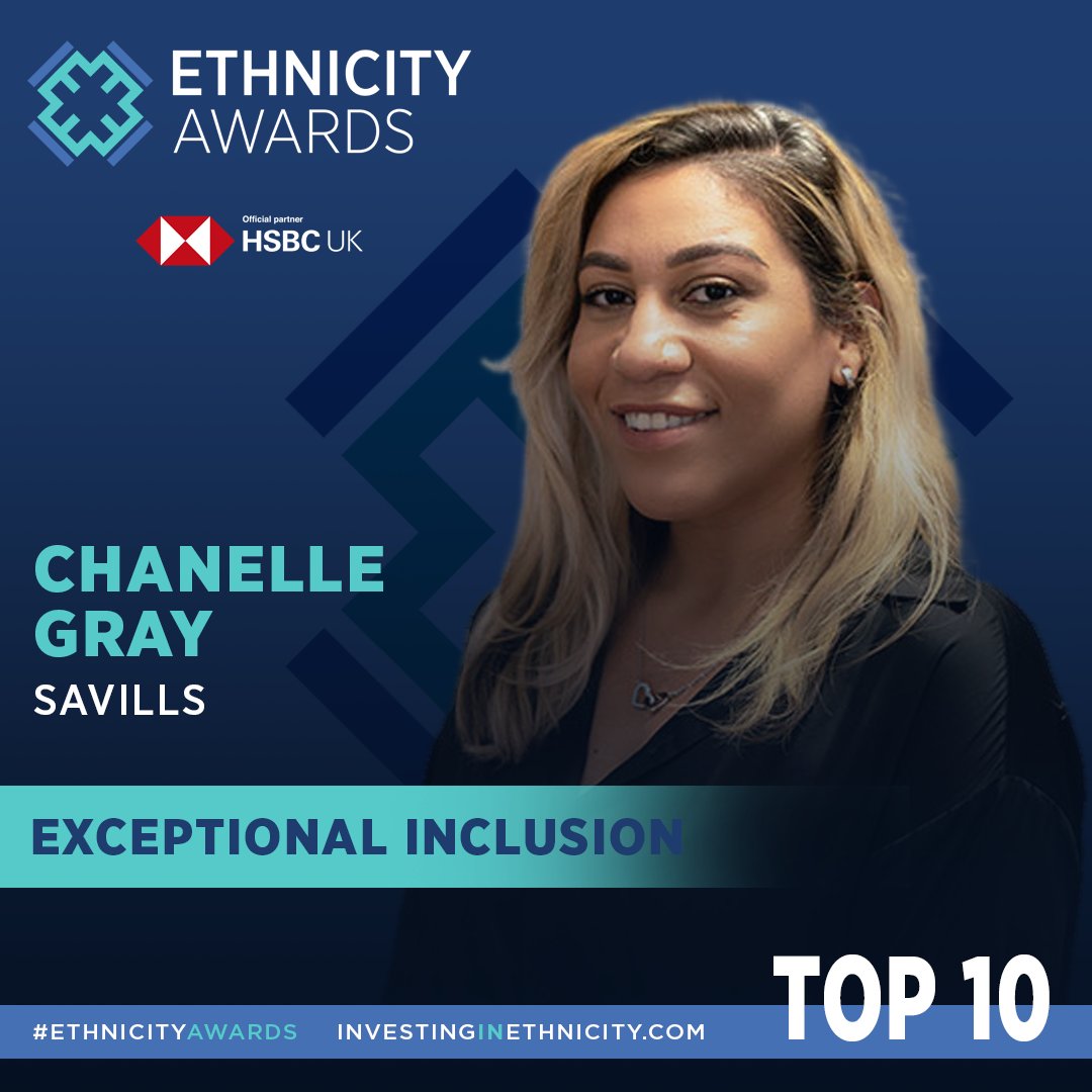 Chanelle Gray drives the DE&amp;I strategy at <a href="/Savills/">Savills</a> and supported staff at <a href="/DHSCgovuk/">Department of Health and Social Care</a> with DE&amp;I, wellbeing and culture during the pandemic.

That's why she's a 🌟 Top 10 Exceptional Inclusion 🌟 nominee at the 2023 #EthnicityAwards

Business Top 10s 2023 ➡️ x.com/EthnicityInves…