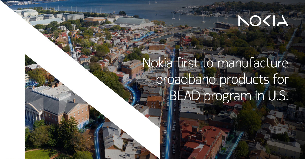 We’re excited to announce that we are the first telecom company to manufacture broadband products for the BEAD program, to help close the digital divide here in the U.S.

Read more: nokia.ly/3YlBKLv 

#ConnectingTheWorld