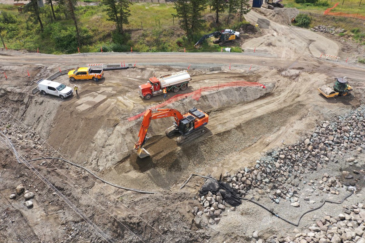DawsonRoadMaint's tweet photo. Recent view of the #Zenzaco project on #BCHwy20 near #AlexisCreek. The new bridge will help reduce local flooding & erosion, improve salmon habitat, & accommodate seasonal #Freshet water flow.
Thank you for your patience while passing through our #conezonebc
#Chilcotin #Cariboo https://t.co/p6f5MByG6r