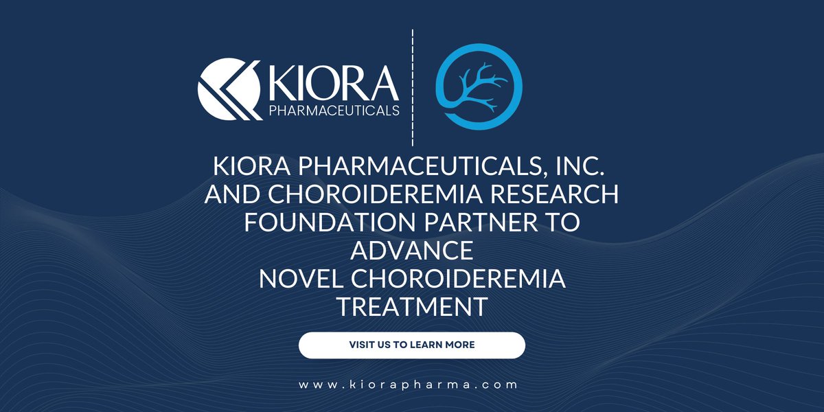 KioraPharma's tweet photo. Kiora Pharmaceuticals, Inc. and Choroideremia Research Foundation Partner to Advance Novel Choroideremia Treatment. #Rchoroideremia #blindness #vision #visionrestore @curechm $KPRX
https://t.co/bQERxJ89mt https://t.co/i1jmTGkgIg