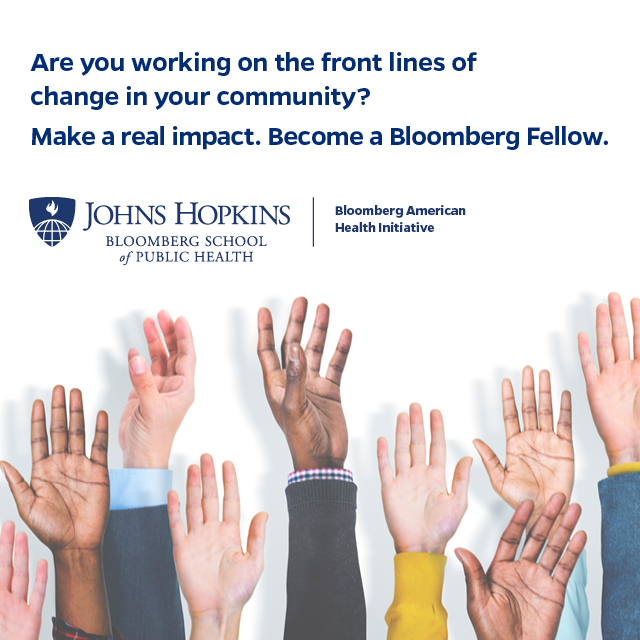 AmericanHealth's tweet photo. The Bloomberg Fellows Program is now accepting applications. Apply to receive a full tuition scholarship for an MPH or DrPH from the Johns Hopkins Bloomberg School of Public Health. 

Learn more: https://t.co/cTkDcjgnj1 https://t.co/BlnJ5I0qEu