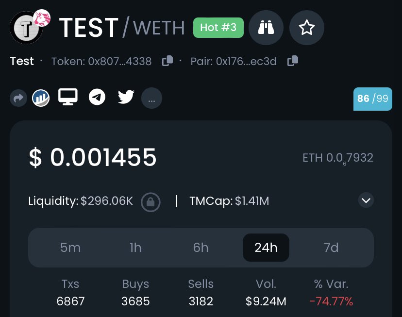 looks_rekt's tweet photo. Giving away $500 in $TEST tokens

Drop your $ETH wallet, RT &amp; Follow 🔔

Ends in 24 hours ⏰

Good luck 👍🏻 https://t.co/0kxm7kUStl