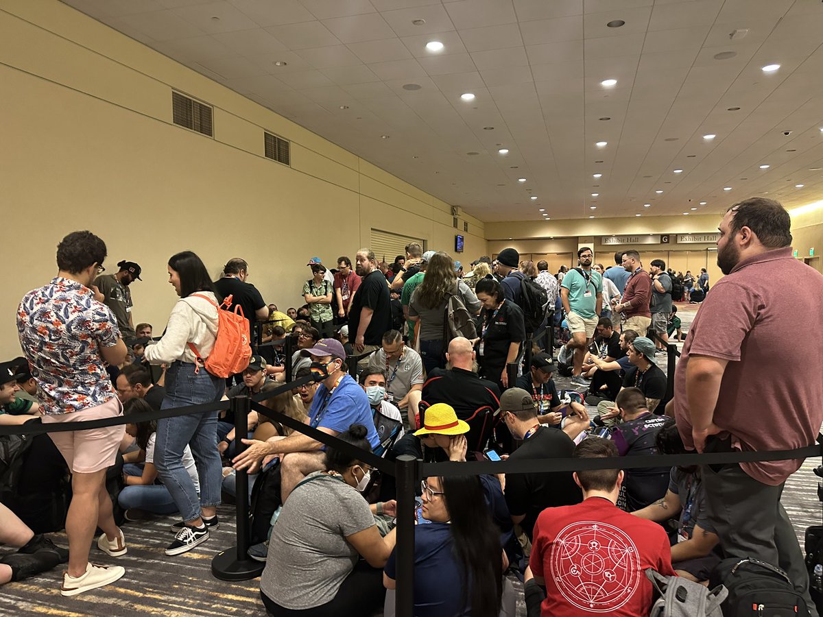 ginaglaros's tweet photo. Doors are now open at the Convention Center. Gamers still have to wait though for the doors to open inside… at 10.
They’re not wasting any time playing!
@WTHRcom | @Gen_Con https://t.co/j63li0pMJX