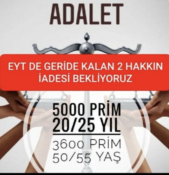 SevimDemet5's tweet photo. EYT BİTMEDİ 
🇹🇷
EYT ÇÖZÜLMEDİ 
🇹🇷
EYT YARIM KALDI 
🇹🇷
EYT EPT Li OLDU 

5000 ve kısmi çözülmedi 
borçlanarak ikiye katlanan mağduriyetimizin 
99 Öncesi haklarımız verilerek giderilmesiniz arz ederiz.
👇@RTErdogan 

#5000VeKısmideEmekliOlsun https://t.co/Fc0yl3LgsM