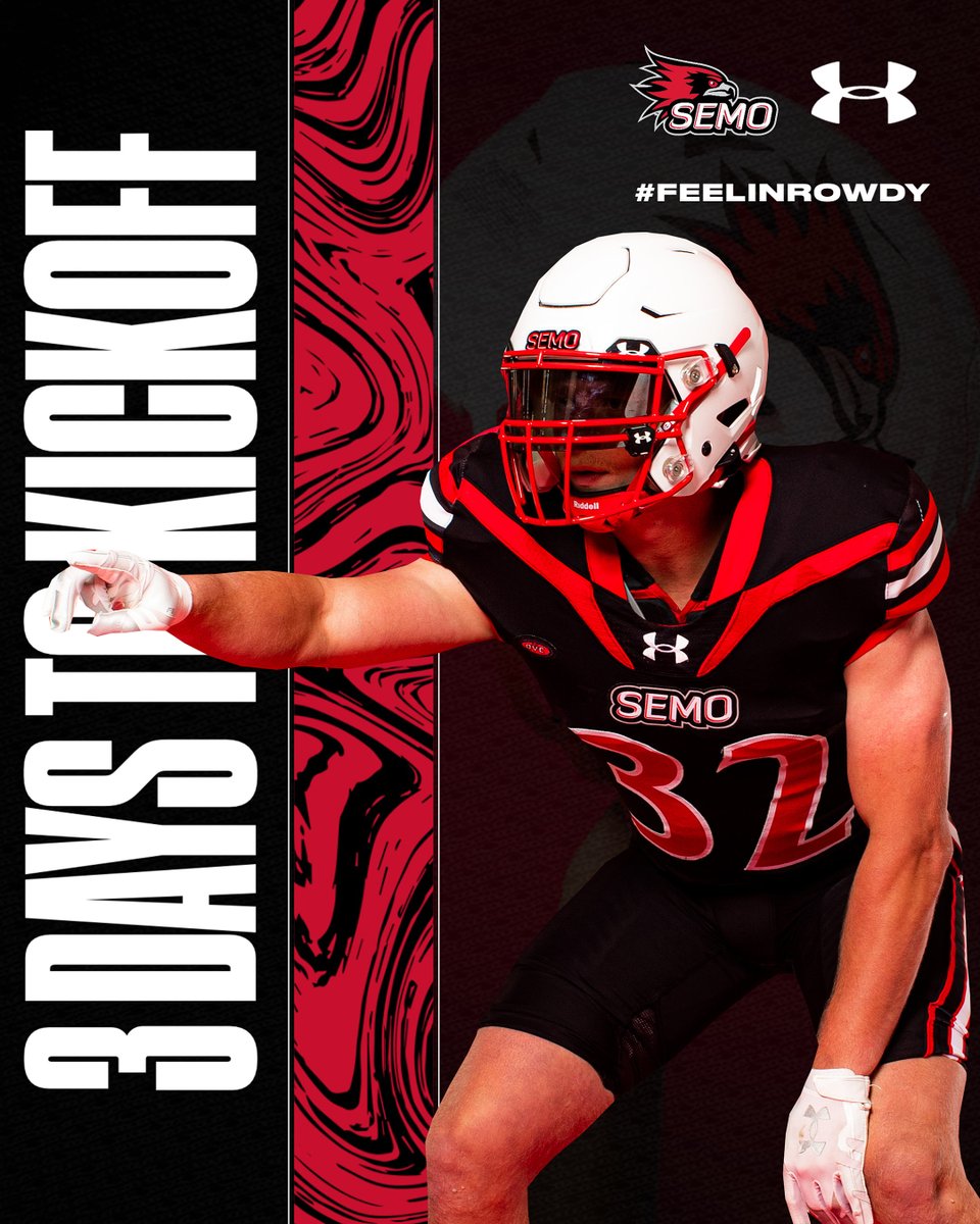 SEMOfootball's tweet photo. 3 DAYS TO KICKOFF
Southeast Missouri has won three Ohio Valley Conference titles (2010, 2019, 2022) in its program history. Two of those crowns (2019, 2022) came under Head Coach Tom Matukewicz. #FeelinRowdy https://t.co/YfusJslKA4