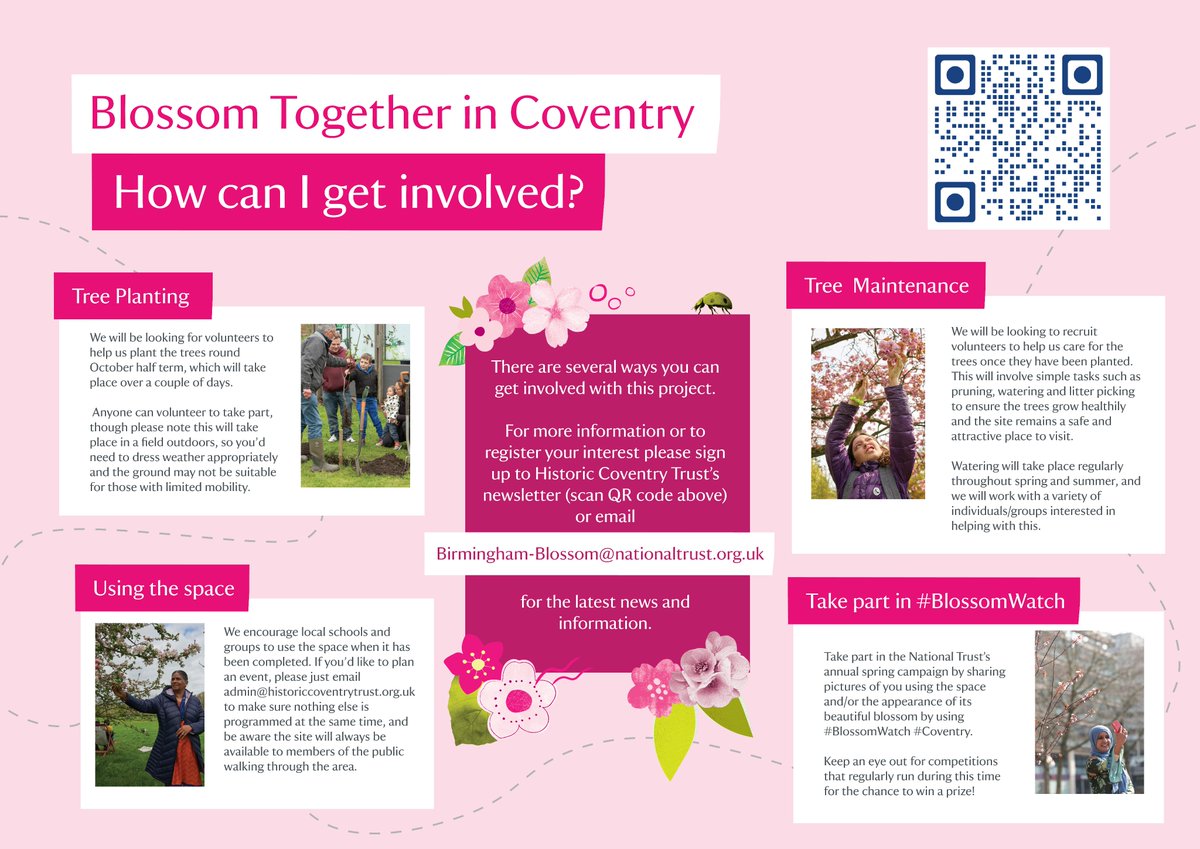 ... what trees and plants will be used, and how you can get involved. Or head over to tinyurl.com/CoventryBlossom 

We'll keep you posted with more project updates for Blossom Together in Coventry throughout the summer and autumn!  2/2