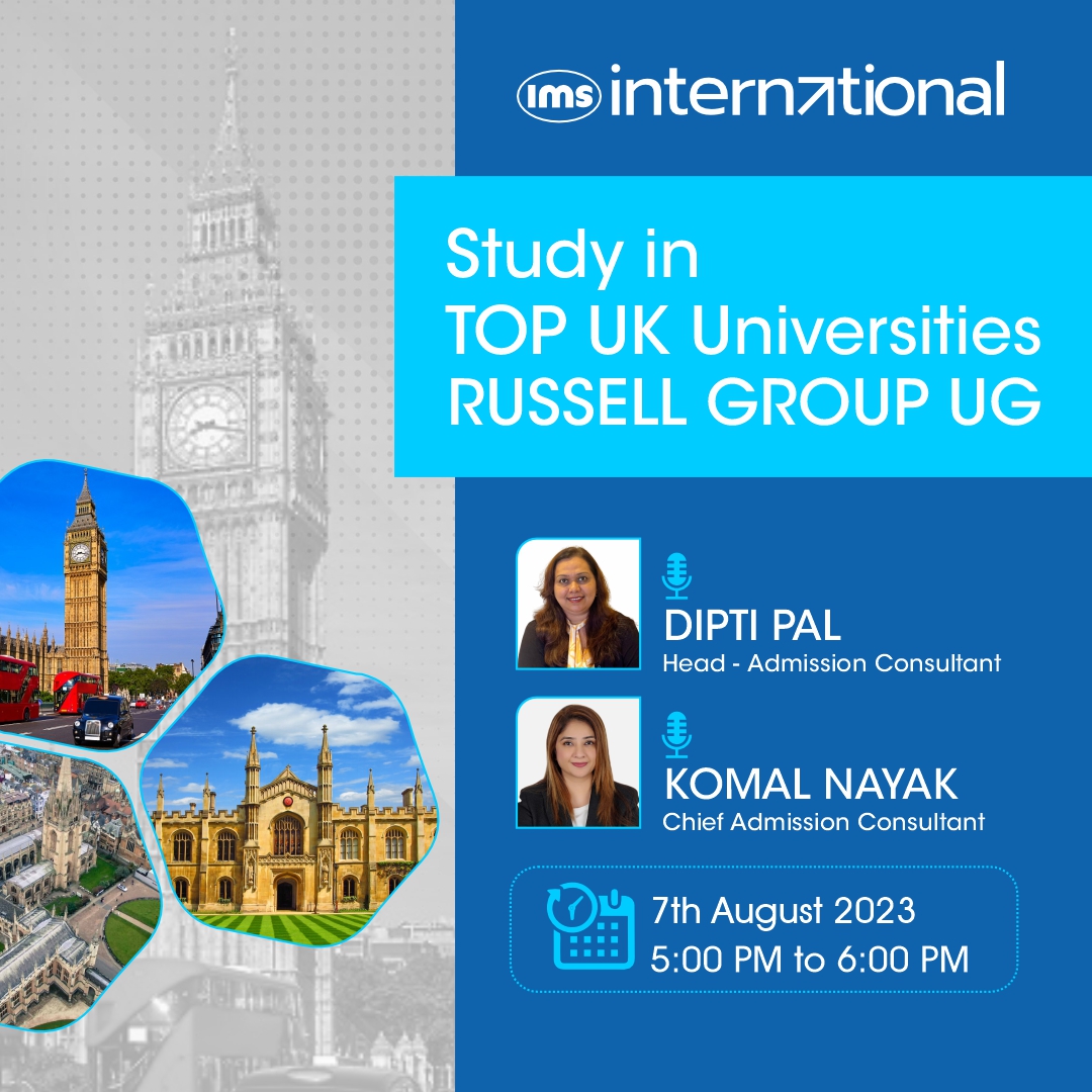 Planning to Study in the UK? Don't miss the chance to attend the webinar which aims to provide in depth information on UG programs. Register now: tinyurl.com/russellgroupsc…
---- 
#studyabroad #IMSInternational #abroad