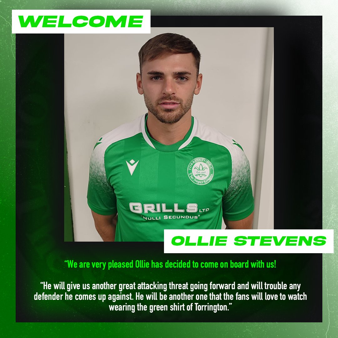 𝗪𝗘𝗟𝗖𝗢𝗠𝗘 𝗢𝗟𝗟𝗜𝗘 𝗦𝗧𝗘𝗩𝗘𝗡𝗦 🤝

The last piece of the puzzle 🧩 We are delighted to confirm the signing of Ollie Stevens! Welcome to Vicarage Field Ollie 👊

Here's what <a href="/Azzahp/">Aaron Harper-Penman</a> had to say 🗣

#SuperGreens #OneClub
