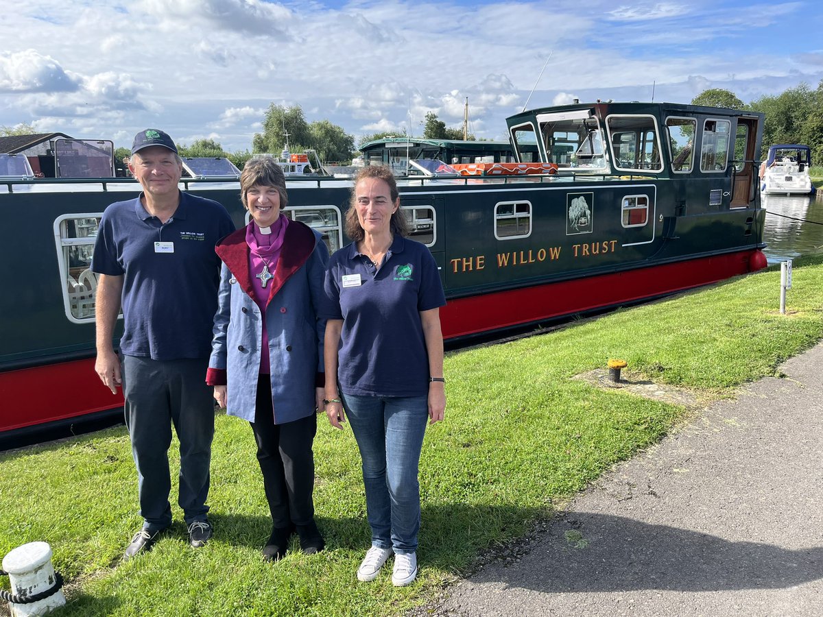 BishGloucester's tweet photo. Wonderful boat trip with @WillowTrust with a group @MindsongGlos Slightly scary moment with Guy at the helm! @GlosDioc https://t.co/WRrj3SpaY5