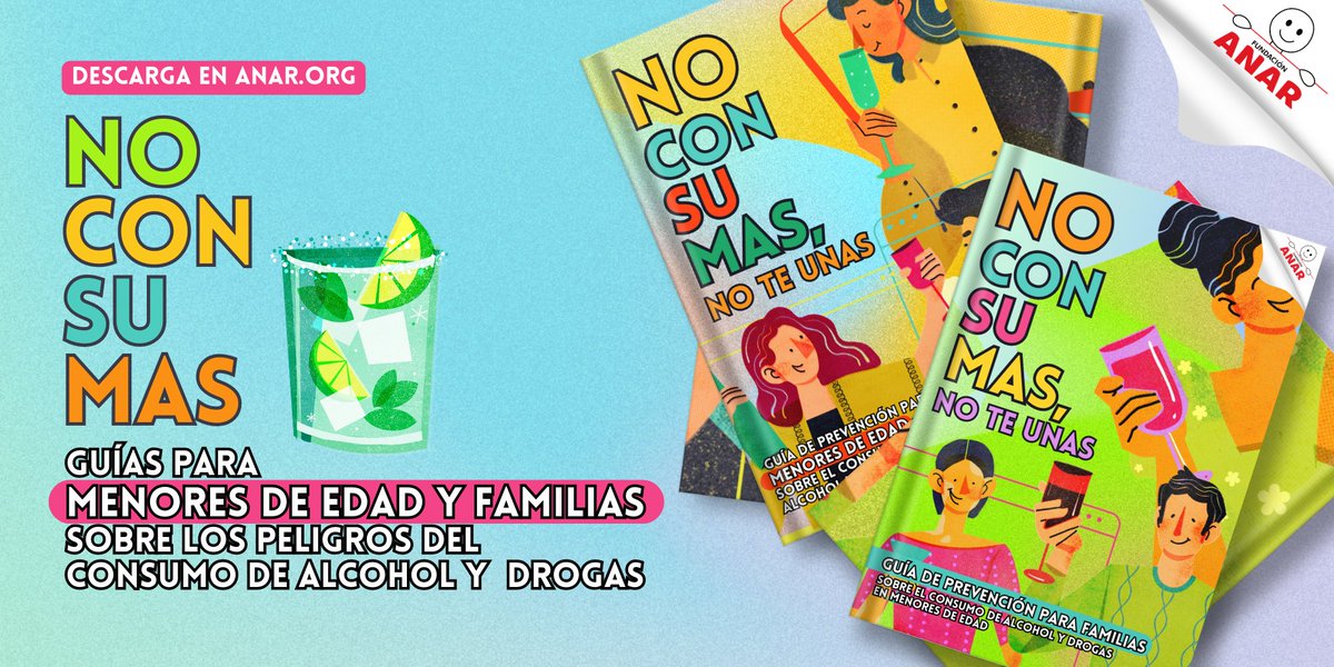 FundacionANAR's tweet photo. ¿Cómo prevenir que mi hijo/a tome 🍹alcohol o 🍄drogas?
🆘¿Y si ya lo hace cómo tengo que #actuar?
🔴¿Cómo saber identificar las señales?
Descarga nuestras guías #NoConsumas de prevención, detección y actuación para a:
➡️Familias y menores de edad
🆘https://t.co/PMgECvAg9K https://t.co/MdZTH7EB8V