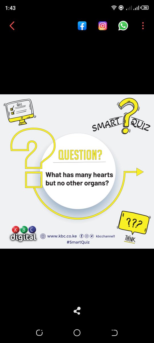 KBCChannel1's tweet image. What has many hearts but no other organs?
#SmartQuiz ^RO