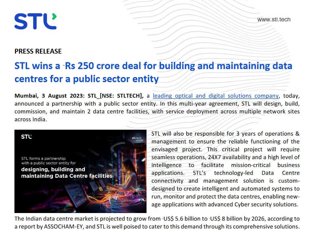 Focus_SME's tweet image. #STLTECH STERLITE TECHNOLOGIES update.