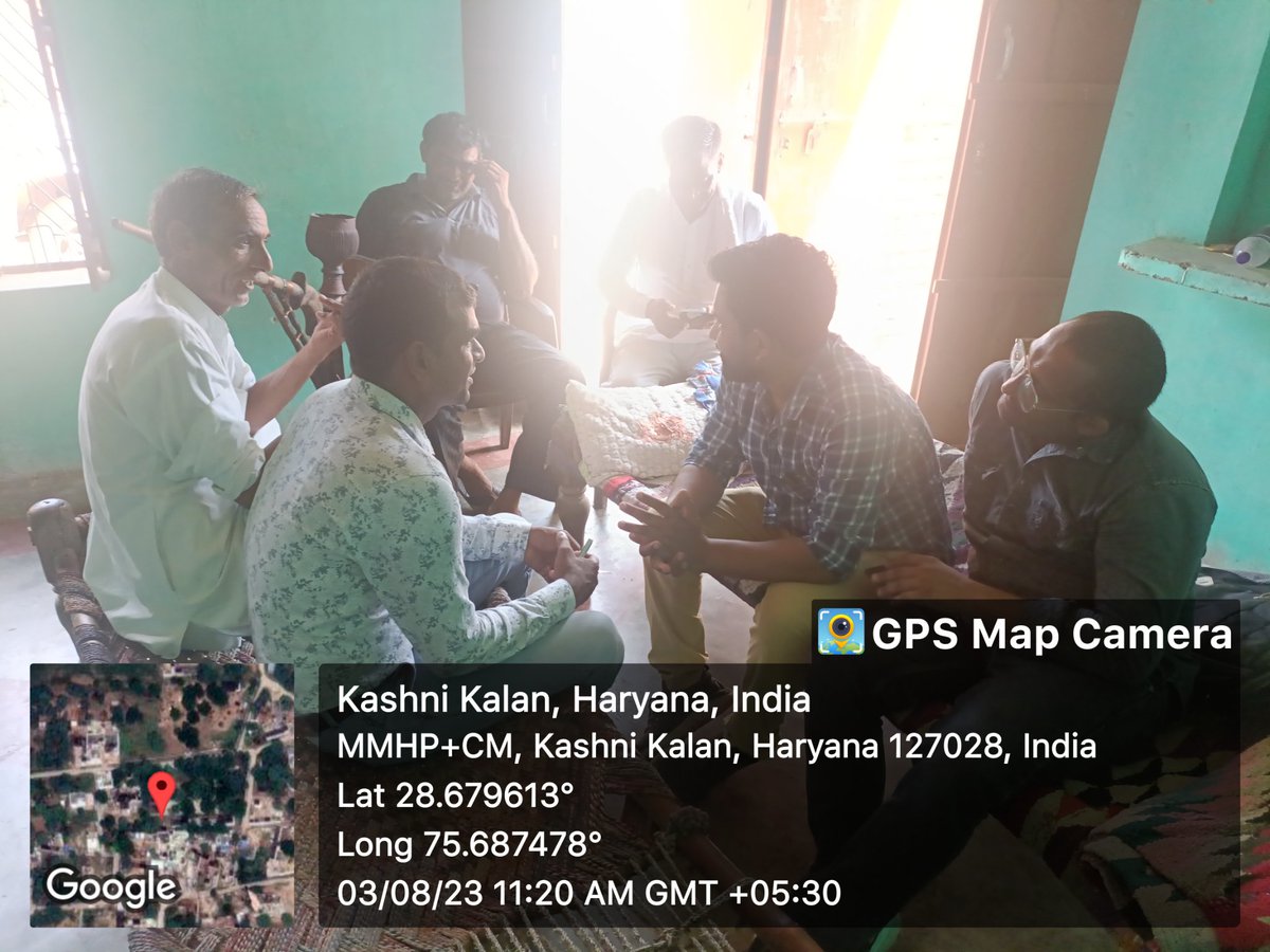 District - Bhiwani,Block- Behal Kasni kalan Gram Panchayat, A meeting held with progressive farmers regarding Bajra and awareness about Micro irrigation &amp; MPMV scheme.