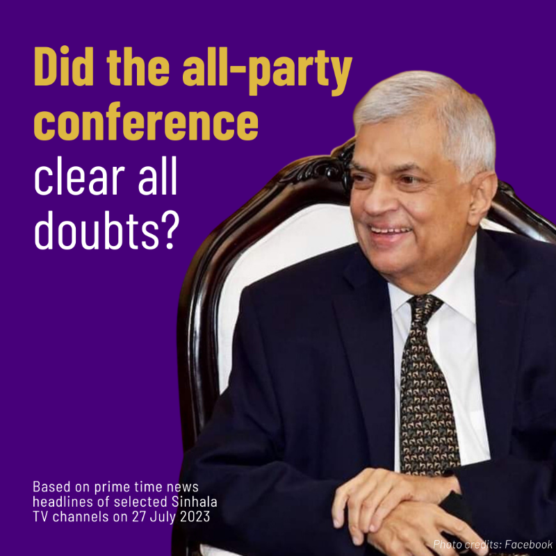 EthicsEye's tweet photo. Did the all-party conference on the National Reconciliation Programme called by President Ranil Wickremesinghe last week really "clear all doubts", as reported by a prominent TV channel? 🤝🏾 📺

Swipe to find out ➡