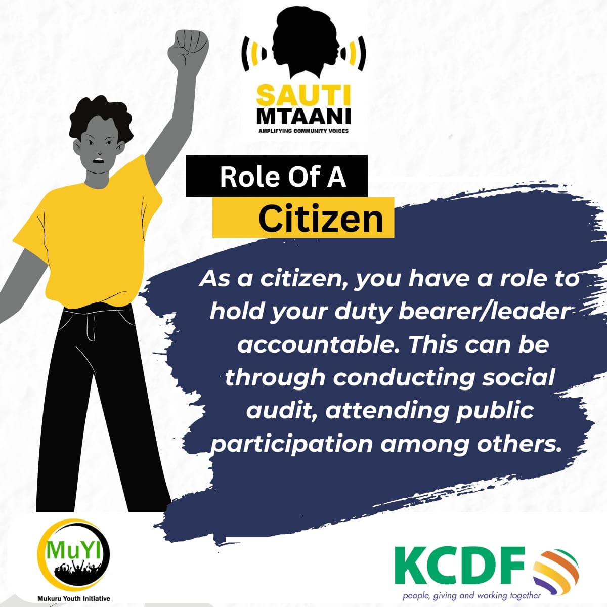 How do we hold duty bearers accountable? When was the last time you attended a public participation?

As a citizen, it's your role to hold duty bearers accountable. This can be done through public participation: public participation gives a room. 1/ #SautiMtaani