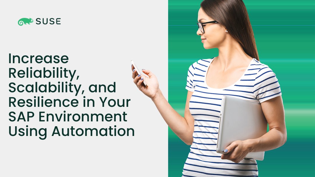 SUSE's tweet image. 👉 Watch this webinar to discover automation tools, techniques, and best practices to implement #SAP systems and power your business: okt.to/k5V01W