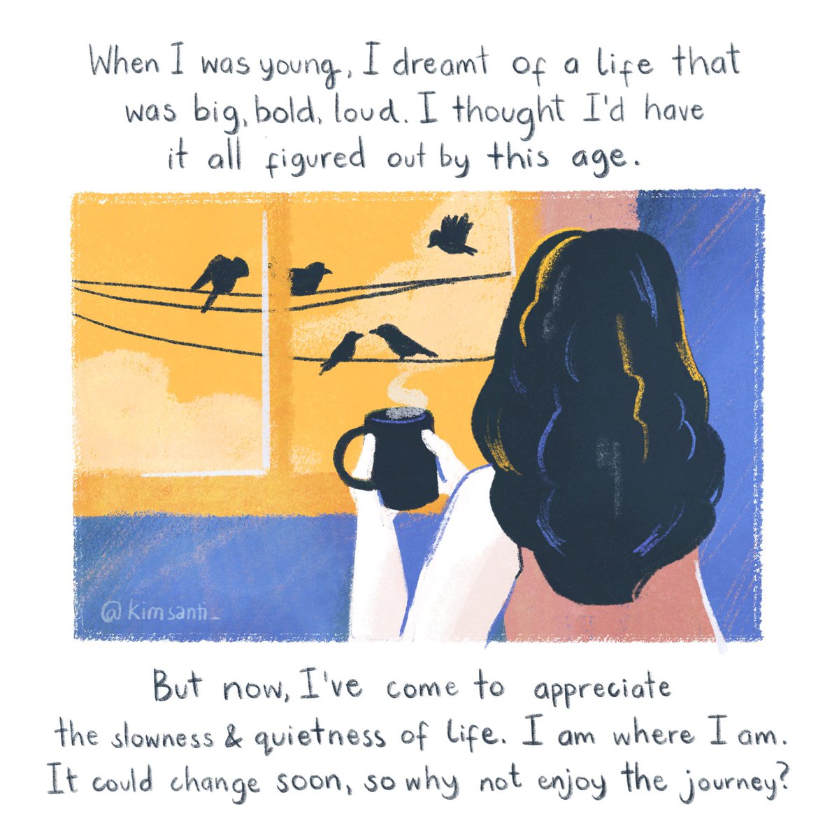 kimsanti_'s tweet photo. I'm turning older in a few days, and birthdays tend to make me feel emotional (add the non-stop rain 🌧). Here’s a little comic adaptation of one of my journal entries from a while back! Hugs to us going through quarter-life crises lol #artph #comic https://t.co/BAGdlAsdWc