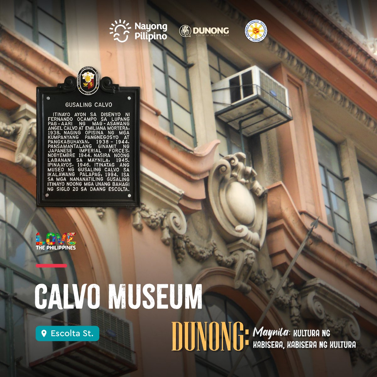 AtingNayon's tweet photo. Tara na't mag museum hopping sa Manila!
Puno ng samu't saring museo ang Lungsod ng Maynila kung saan maaari nating mapaghusay ang ating kaalaman sa pamana at kulturang Pilipino.
#AtingNayon #Dunong #Dunong_KulturaNgKabisera #ManilaCity
1/4 https://t.co/aDNrHDmpU2