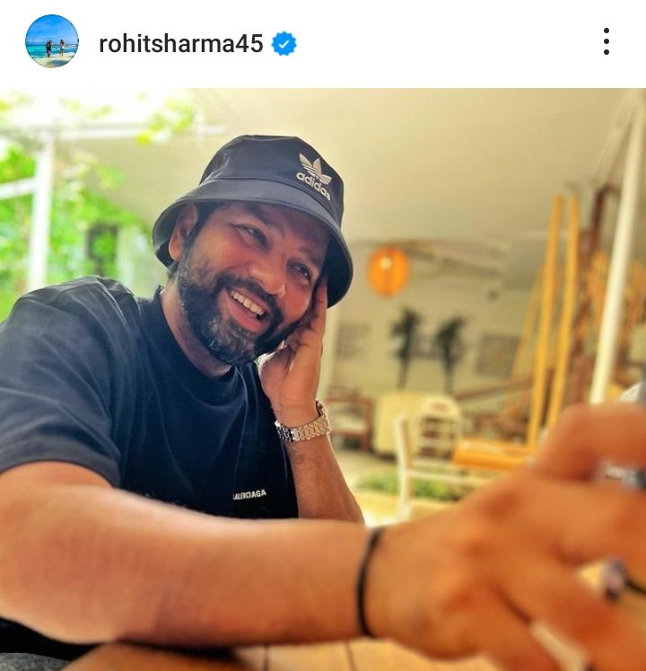 SPORTYVISHAL's tweet photo. Latest Insta post 📸 of Rohit Sharma.

Captain is enjoying the off time. https://t.co/TDy1FUYvKi