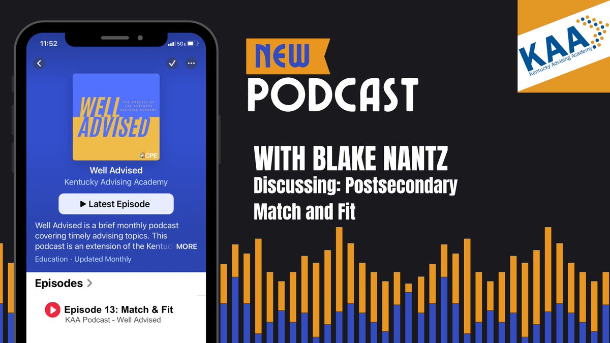 CEC_KY's tweet photo. Join KAA Director, Mitzi Holland as she discusses postsecondary "fit & match" with CPE colleague, Blake Nantz. To download this month's episode, go to: https://t.co/zxF1UygVRN @advisingky #welladvised https://t.co/euUUnq6uRo