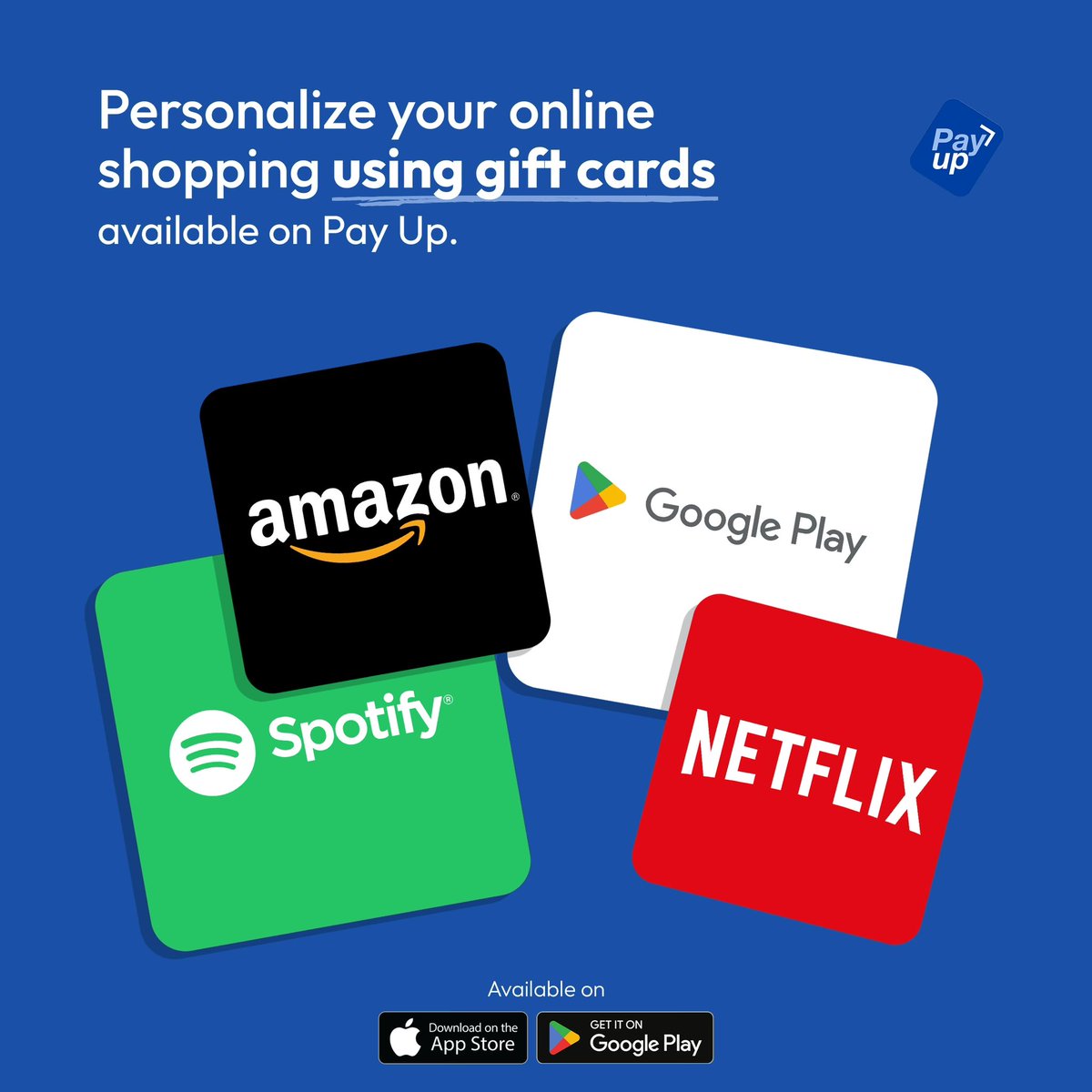 Surprise family and friends this month with gift cards, Now available on Pay Up🥳