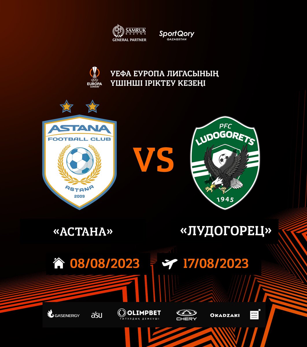 fc_astana's tweet photo. 🏆 Саяхатымызды Еуропа лигасында жалғастырамыз

Өз алаңындағы ойын 8 тамыз күні сағат 20:00-де өтеді

#Astana2023 #FCAstana https://t.co/9otuCCAkGw