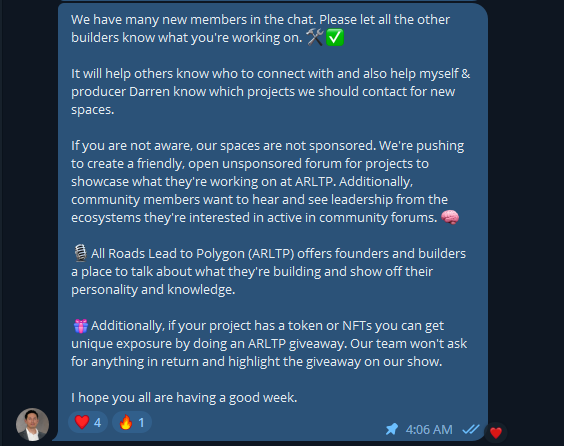 circle_crypto's tweet image. All Roads Lead to #Polygon is growing very quickly.

I believe our show will go much farther than we ever expected.

Our chat for Polygon founders and builders hit 399 members today.

Everyone contributing to ARLTP is pushing Polygon to the top. 

Thank you! 💜🌊