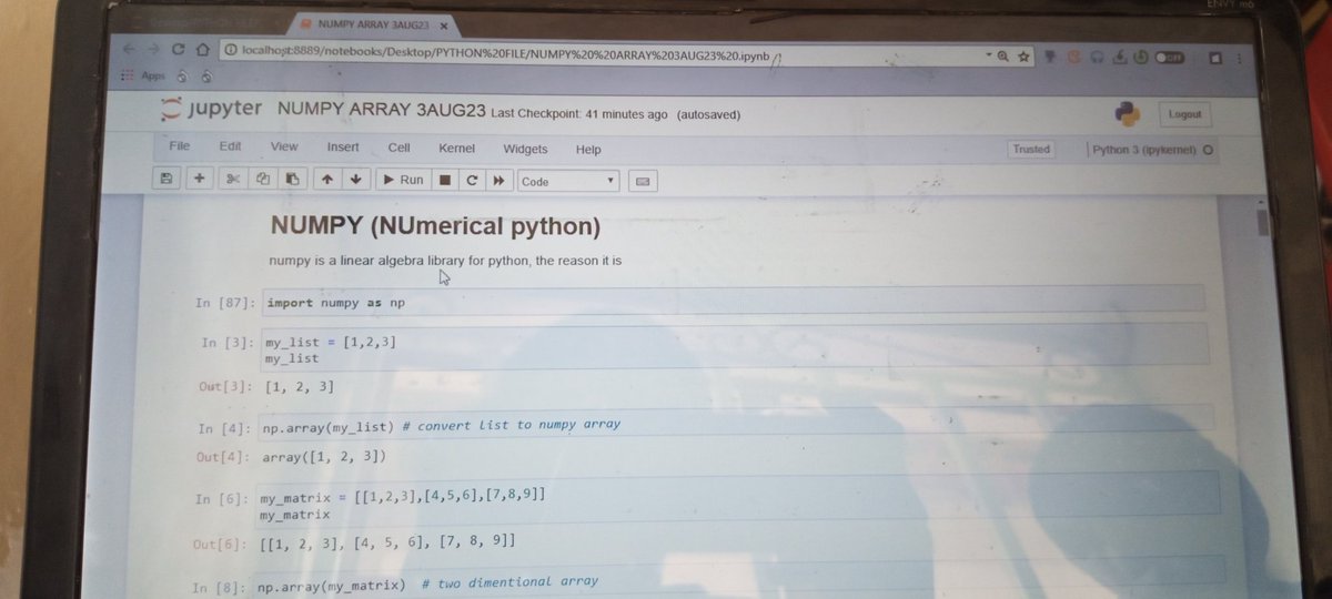 panntonng's tweet photo. Numpy which is a linear library for python, learn about slicing and , build-in methods, zeros and ones array,linspace, eye (identity matrix), Random and Array Attributes and methods.
@codeplateau6.0
@emmychesh17
@princeponfa
@favourabah7
@einusa0110
#codeplateau #datasc https://t.co/J5Q9ddsYBR