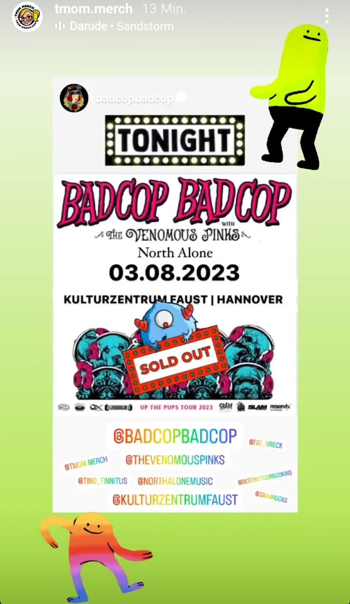 Ich wollte Euch gerade allen empfehlen zum Endorphine tanken heute Abend  nach Hannover in die Faust zu #BadCopBadCop und #TheVenomousPinks zu kommen, aber ist leider ausverkauft. Schade für Euch!