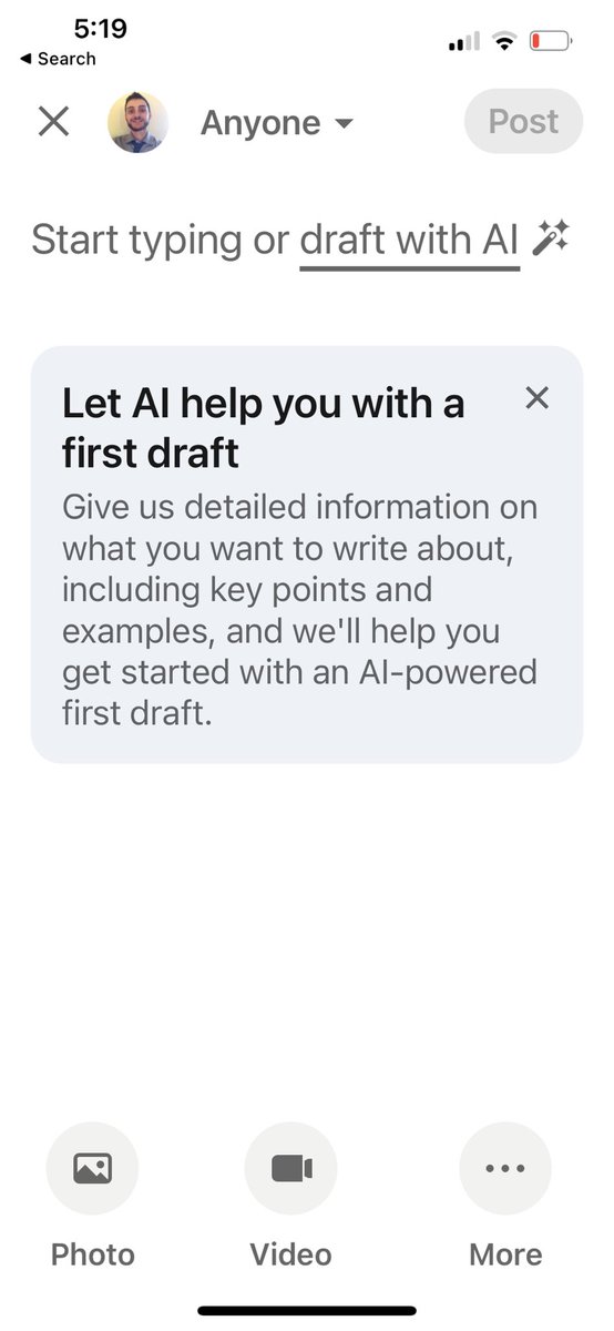 MMs_Gaming_Co's tweet photo. Excited to share my latest LinkedIn post, created with AI using the new Draft with AI feature. It's never been easier to craft the perfect post! Check out the photos of my last post to see the magic in action. This Tweet was created with AI. #LinkedIn #DraftwithAI https://t.co/gd1pov3AUW