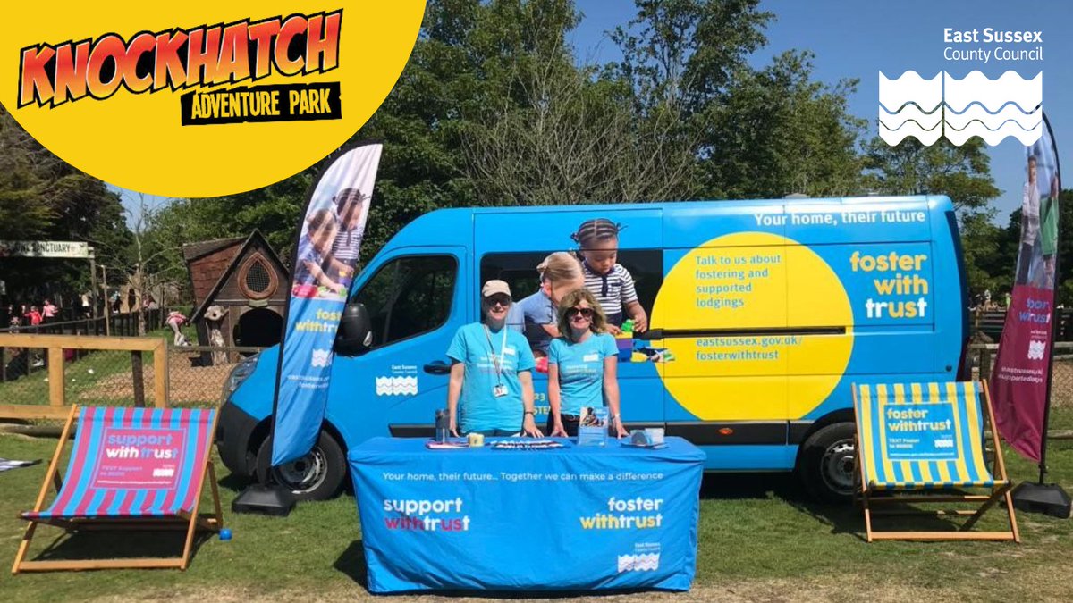 Sun's out, recruitment team's out!  We're looking forward to seeing you <a href="/Knockhatch/">Knockhatch</a> in Hailsham tomorrow 10am-2pm.  Come along ready to have fun, and ask us any questions you have about fostering in East Sussex.
❓Can't make it? Call us  01323 464129 or 👇ow.ly/hqum50PrHL2