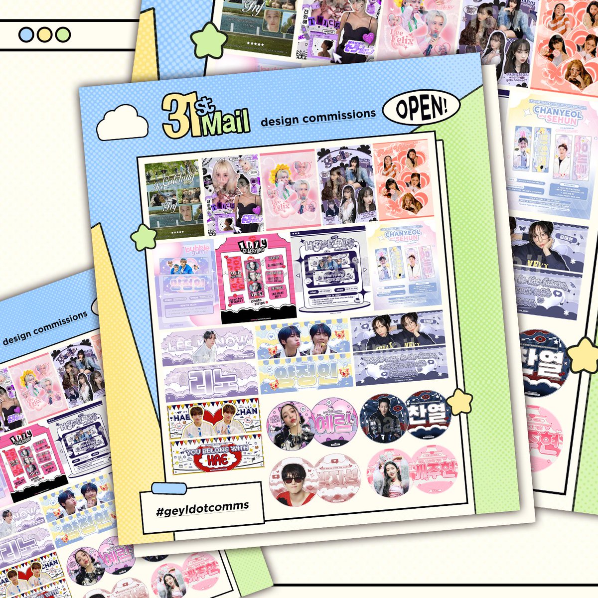 31stmail's tweet photo. hello! commissions are open ♡
#geyldotcomms = works!
⌗ lf looking for client art comms kpop graphic design edit hand banner round fan binder cover photo strip film cupsleeve cse layout pubmat notice giveaway event concert fanmeet
꒰ #designcommission #kpopcommission ꒱ https://t.co/ZUd8AHjBGE
