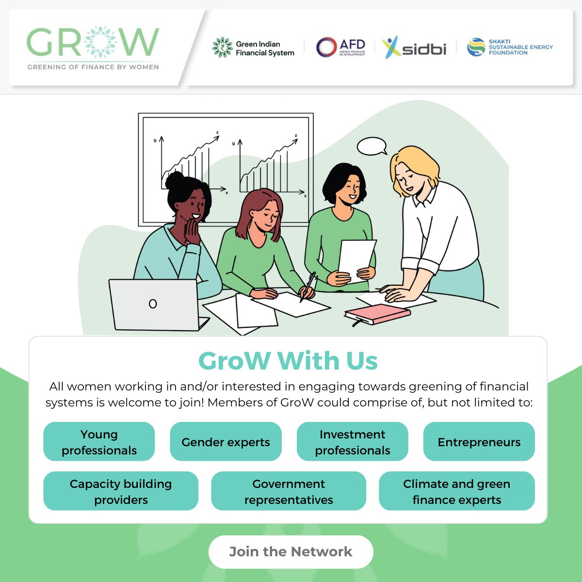 Passionate about Green &amp; Climate Finance? Join #GroWNetwork today!

We welcome women from diverse backgrounds - professionals, entrepreneurs, policymakers, and enthusiasts - to be part of our inclusive community.  

Join the network and #GroWWithUs: bit.ly/GroWWithUs
