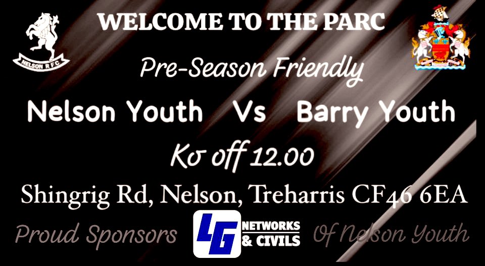 First Preseason friendly for the boys on Saturday against <a href="/barry_rfc/">Barry 'Bombers' RFC</a> Youth followed by The Keith Cullen cup between <a href="/Nelsonrfc/">Nelson RFC 🦄</a> &amp; <a href="/TrePhoenixSnrs/">TreharrisPhoenix</a> at 1pm. 

What a day of rugby. 👌🏻

#ProfiYnIawn  🦄