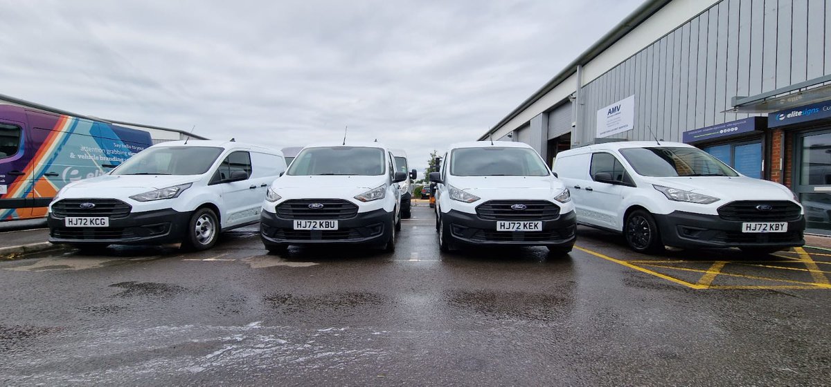 Here's 4 lovely & clean #Fordconnect vans about to go inside our vehicle bay & put their glad rags on in the guise of @GroupStephenson #fleet #vehiclebranding.