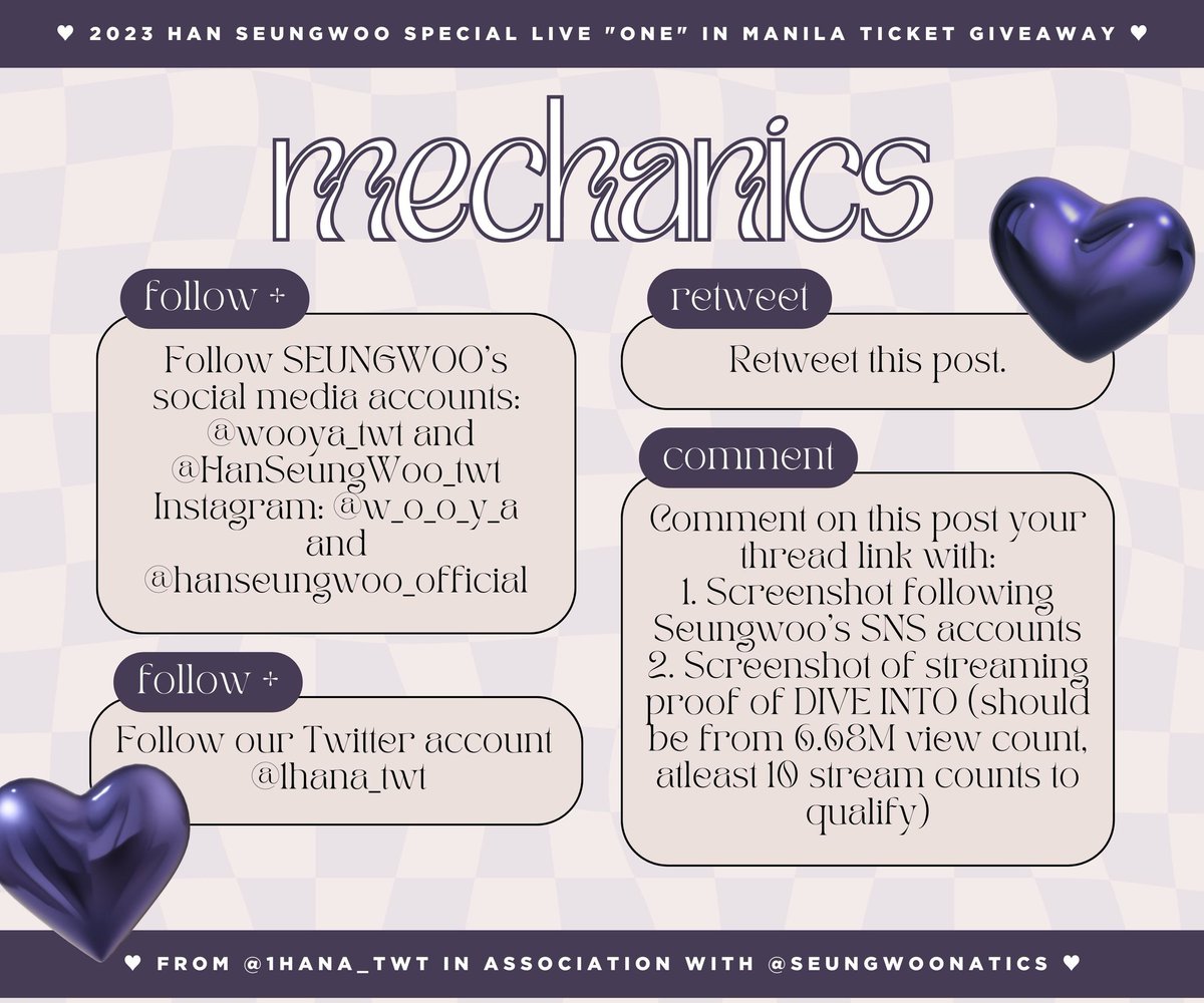 1hana_twt's tweet photo. 📢 FILO HAN_A ‼️

D-17!!

Are you ready for #HANSEUNGWOOinMNL??? 

We are giving away a General Admission Ticket to one (1) lucky HAN_A! Make sure to follow the mechanics in the attached photos for your entries to be counted 😉 

Giveaway is open until August 15, 6PM! May all the odds be ever in your favor, HAN_A!