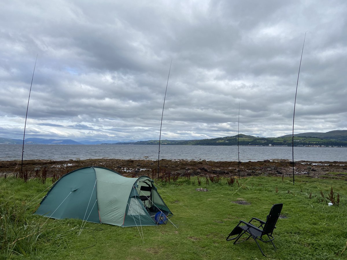 A weather window so back to Great Cumbrae Island (EU123) for a few days. Quarter wave verticals with raised radials deployed for 15m, 17m, 20m &amp; 30m, right on the high water mark. See how we go. 73. #hamradio #amateurradio