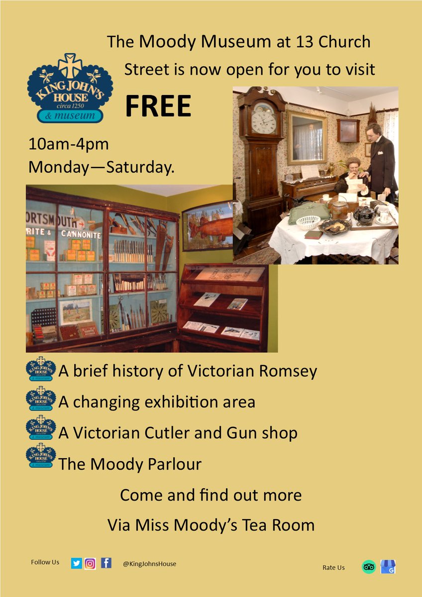 KingJohnsHouse's tweet photo. When you pop into #MissMoodys for tea and one of our signature cakes, why not pay a visit to our Victorian Museum? Fill up on history for FREE. #HistoryAndCake. More #History, more #Heritage, @moreTestValley @Visit_Romsey #CakesInMuseums https://t.co/zrZEiU781l