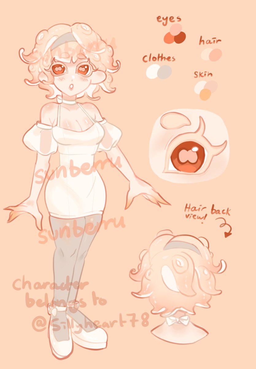 sunberru's tweet photo. Selling this design!! She’s $40 via p@ypal! for an additional $40, ill draw a reference sheet of the design like the second image! Please dm to claim💗 #splatoonadopt #splatoonoc #Splatoon3 https://t.co/t6grAgXAJ4