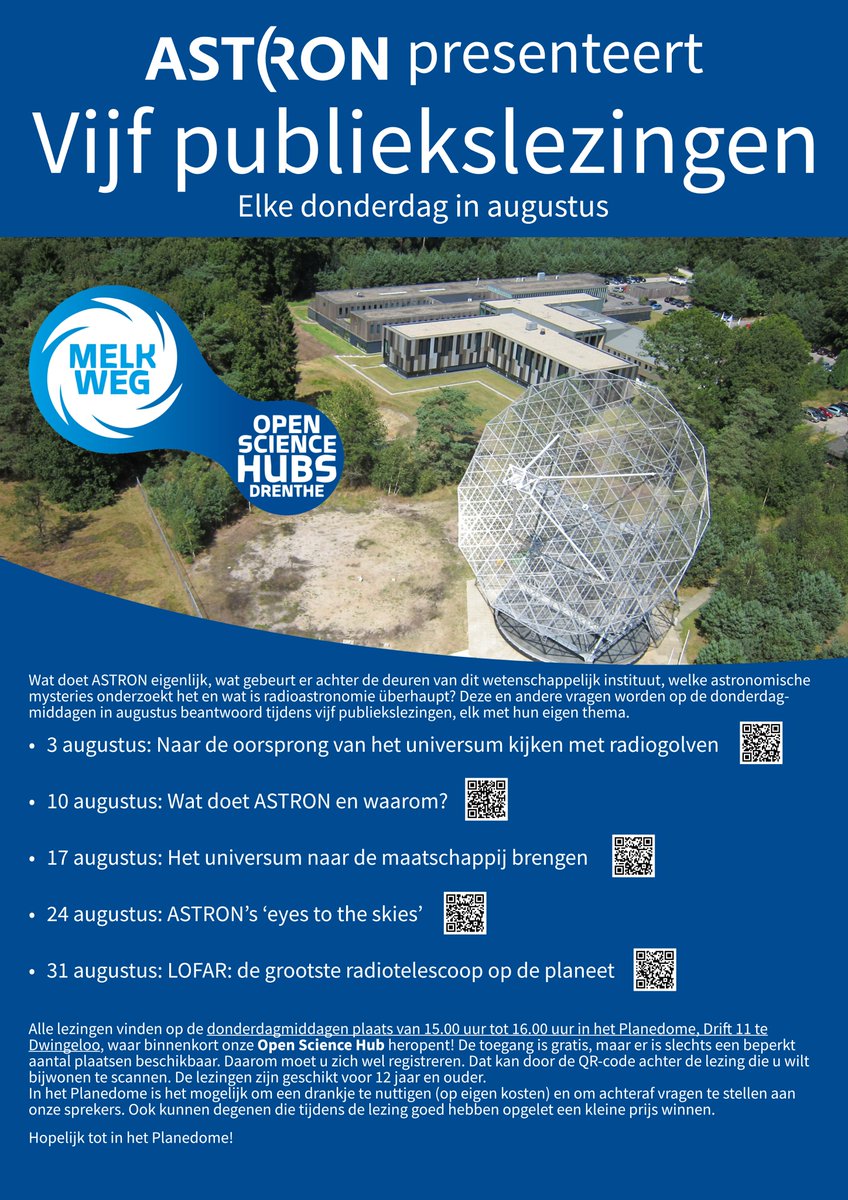Nog een gaatje in de agenda van vanmiddag? Bezoek de gratis publiekslezing van ASTRON in het Planedrome en leer nieuwe dingen over ons heelal! 

Adres: Drift 11c, Dwingeloo

Meld je wel even aan via de volgende link: indico.astron.nl/event/326/