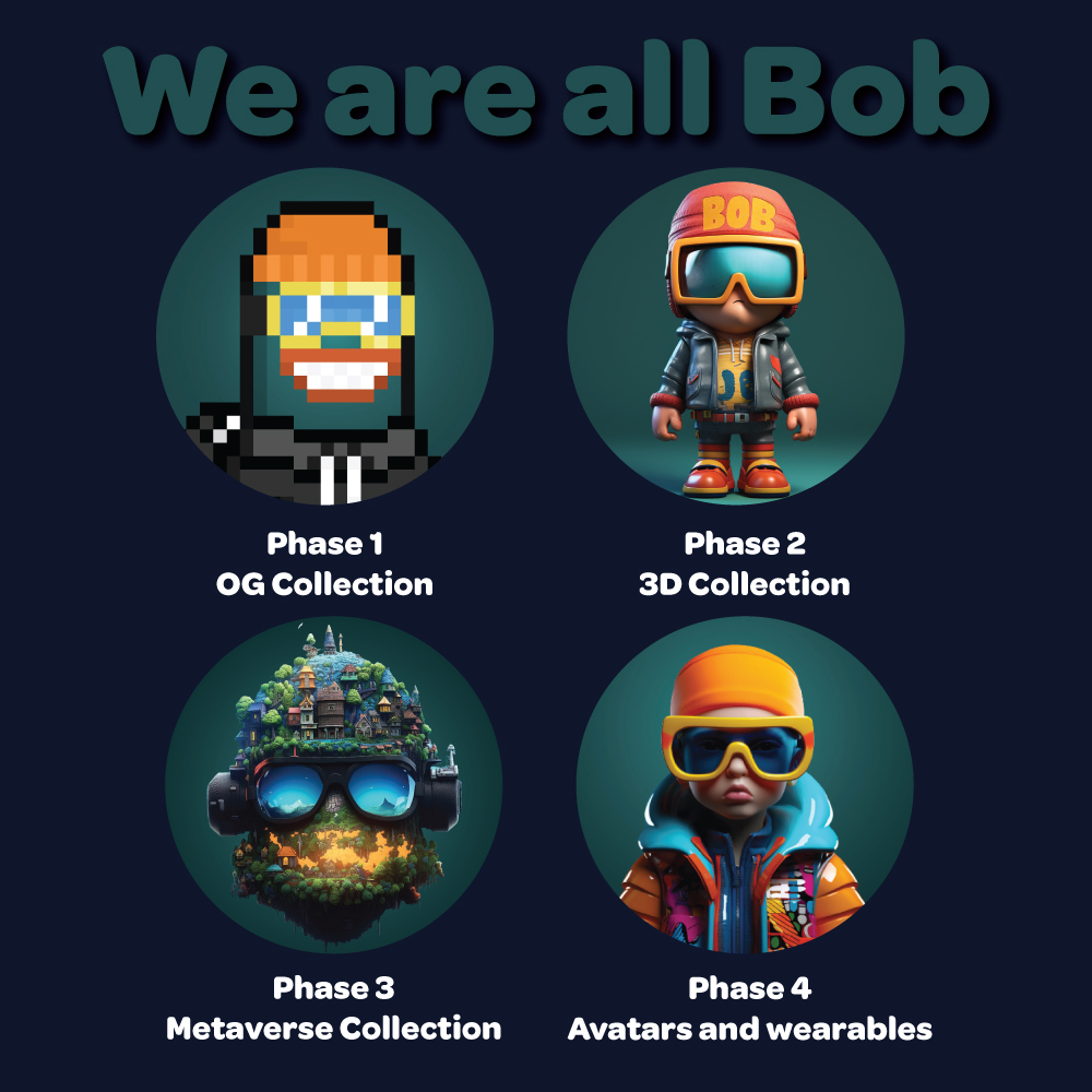 weareallbobnft's tweet photo. Bob is the builder.

Take a look at his roadmap, and don't forget to sign up for Bob's OG collection mint! 👇

https://t.co/cMZ3JpXB3H

I'm Bob. You're Bob. We are all Bob. #weareallbob https://t.co/UPGvfJ9M3T