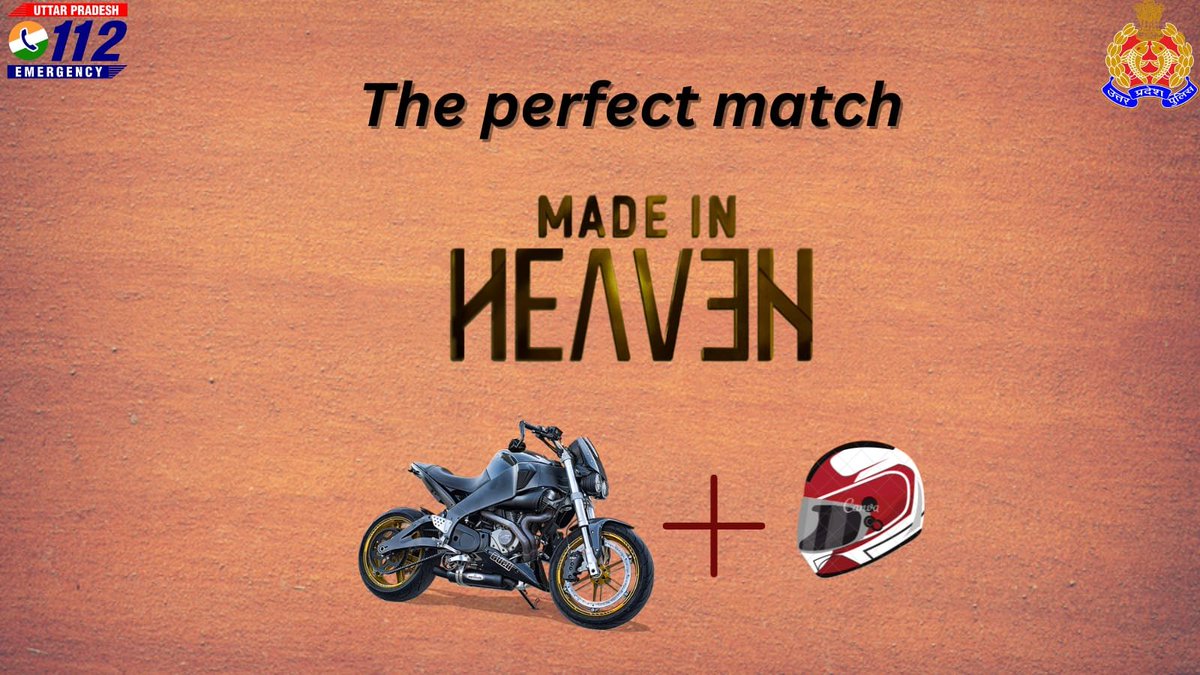 Uppolice's tweet image. &quot;𝐼𝑆𝐼 ko kehte hai 𝑚𝑎𝑟𝑘 of safety&quot;

When there&apos;s love in the air for riding, always choose the match &apos;made in heaven&apos;.

#HelmetProtects
#FollowTrafficNorms