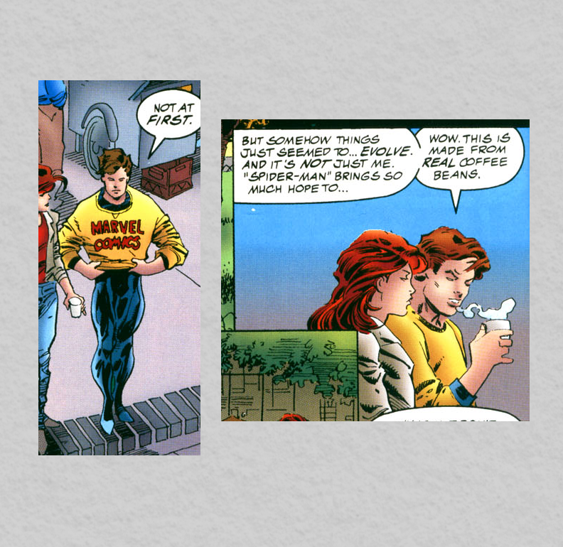 zagyeah's tweet photo. context .. panels from spiderman 2099 meets spiderman .. i heart this one shot so much https://t.co/X4nY0CQbnF