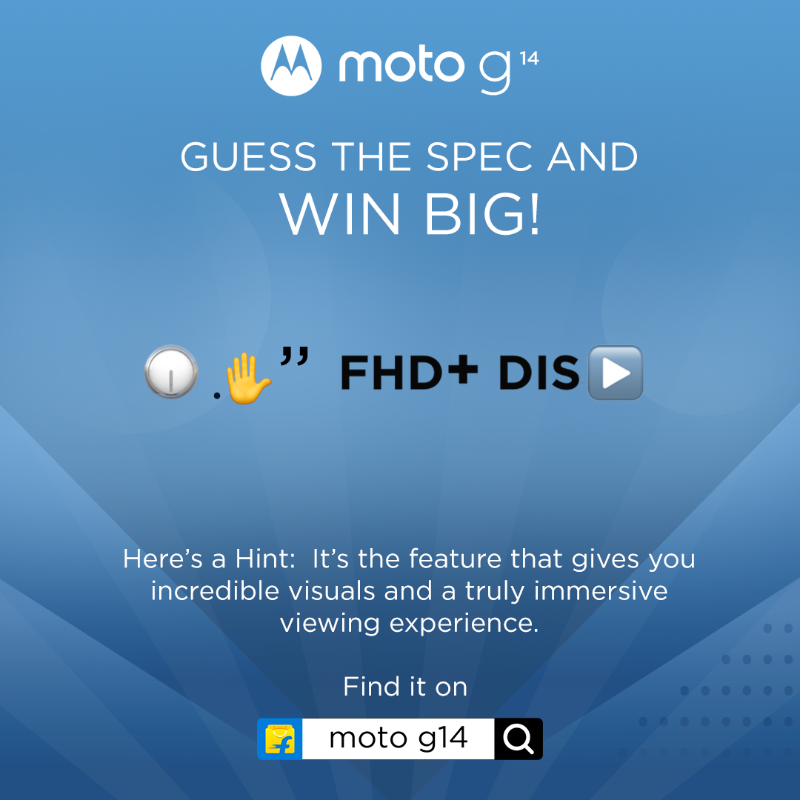 motorolaindia's tweet photo. #ContestAlert Can you crack the emojis and guess this spec of the #motog14? Head to Flipkart and find out! Comment your answer below and tag 3 friends, follow @motorola.in and use the #HatkeStyleHatkeEntertainment. Participate now and stand a chance to win big!