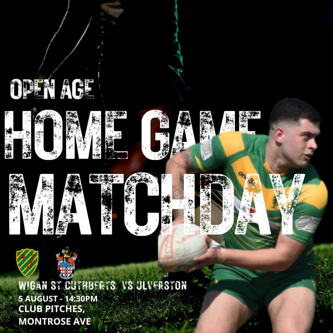 💚 SATURDAY 5TH AUGUST 💚

WSC 🆚 Ulverston
🏉 14:30
📍 St Cuthberts Playing Fields (WN5 9XN)
🏟️ Pitch 1 
🍻🍔 Bar &amp; Kitchen refreshments 
🛝 𝗣𝗮𝗿𝗸 𝗳𝗼𝗿 𝘁𝗵𝗲 𝗞𝗶𝗱𝘀

See you there!
💚💛 #wscopenage #upthecuths #proudtobeacuthbertsranger #oneclub