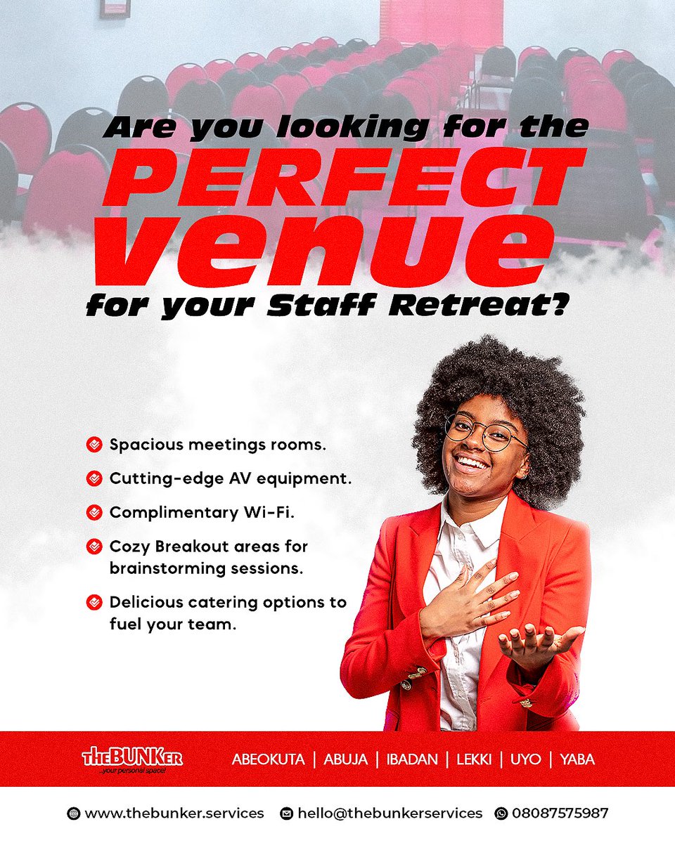 Are you looking your for the perfect venue for your next staff retreat? Let’s talk 😎 

To get started, DM / WhatsApp 08087575987

#theBUNKer
#StaffRetreat 
#CompanyRetreat
#retreatcenter 
#retreatlocation