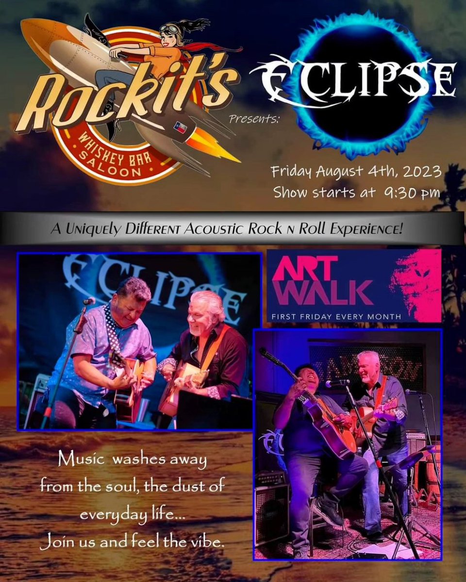 GoodgeStreet1's tweet photo. Tomorrow night at @Rockits! Eclipse outside,  Passing Strangers inside! Music starts at 9:30. 
Join us. It's gonna be a blast!! https://t.co/RKFaxS56tr