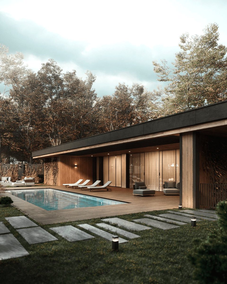 SenceArchitects's tweet photo. This guest house is the perfect place to relax and unwind with your guests. With its swimming pool, open-air movie theater and recreation area with fire pit, you'll have everything you need to enjoy your stay. #architecture #interiordesign #architecturedesign #interiordesigner https://t.co/Uca1OCvi0g